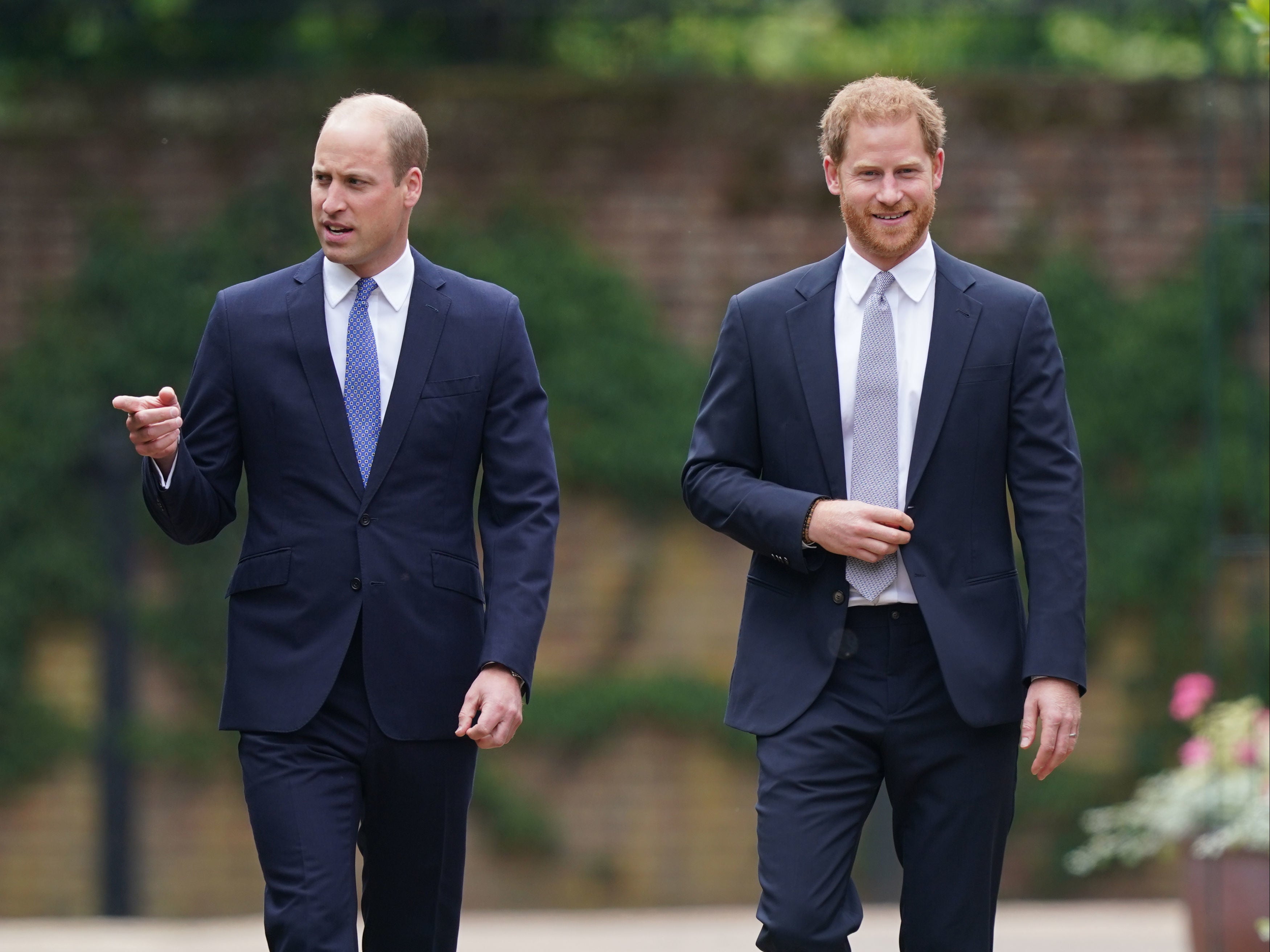 The Duke of Cambridge and Duke of Sussex arrive for the unveiling of the statue