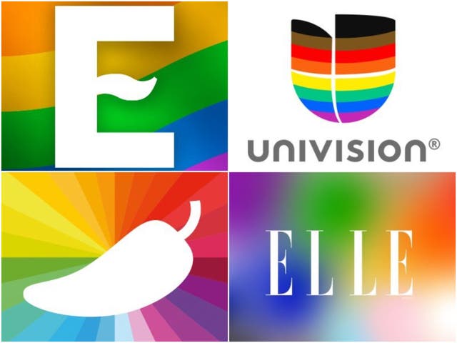 <p>Logotipos Pride del Excélsior, Univisión, Chilango.com y Elle</p>