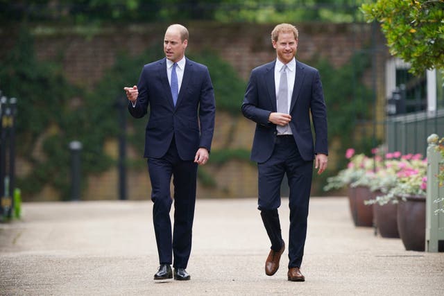 <p>The Duke of Cambridge, left, and the Duke of Sussex</p>
