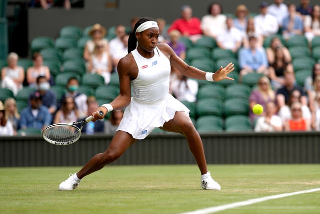 <p>Coco Gauff in action</p>