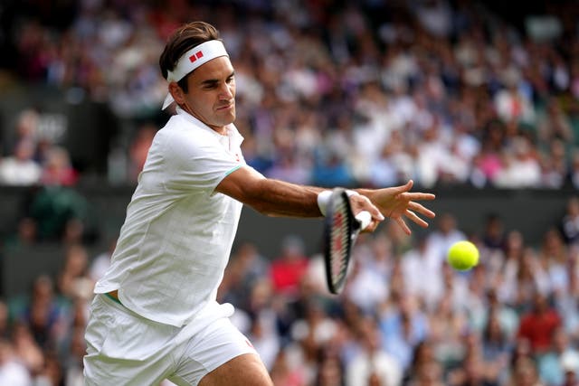 <p>Roger Federer in action</p>