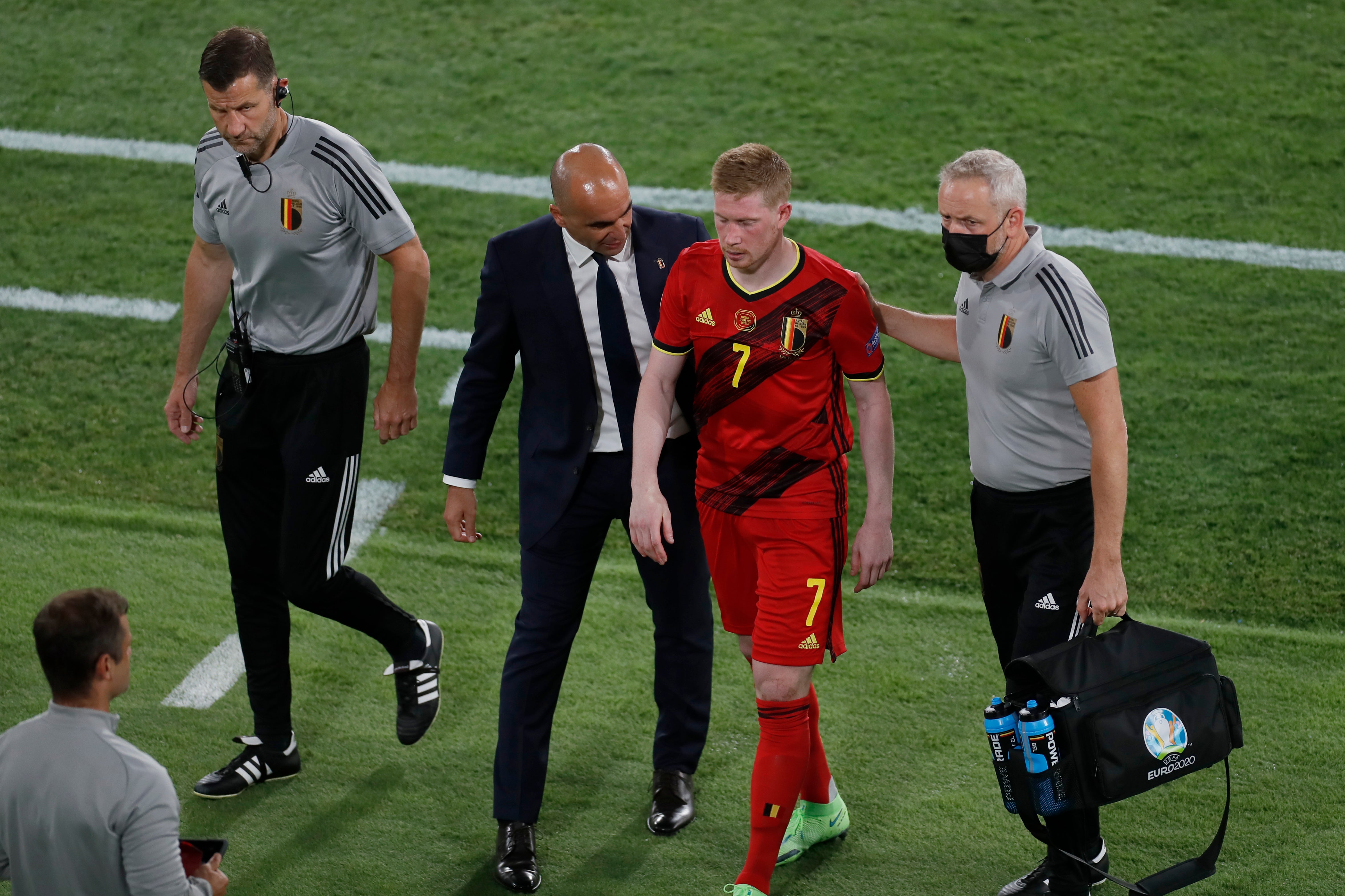 De Bruyne, pictured, and Hazard are both injury doubts for Belgium