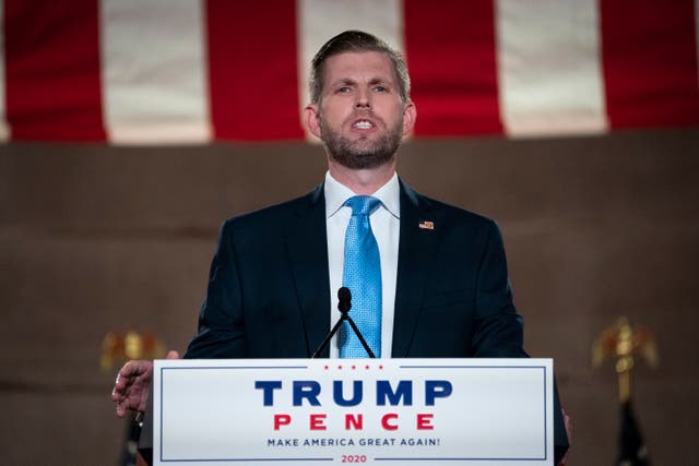 <p>File: Eric Trump pre-records his address to the Republican National Convention on 25 August, 2020</p>