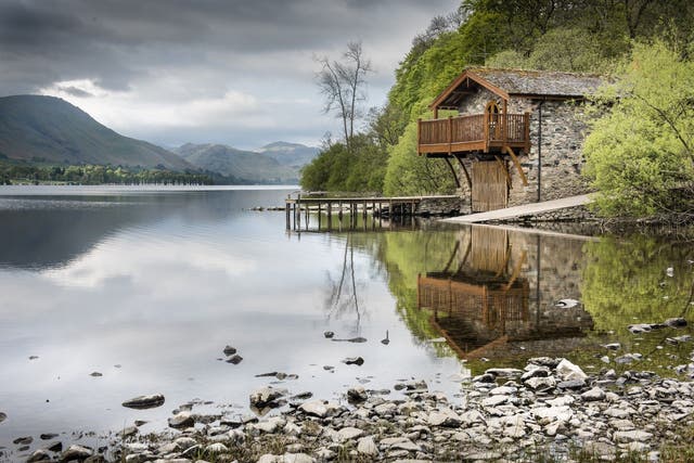 <p>Ullswater boathouse Duke of Portland in the Lake District</p>