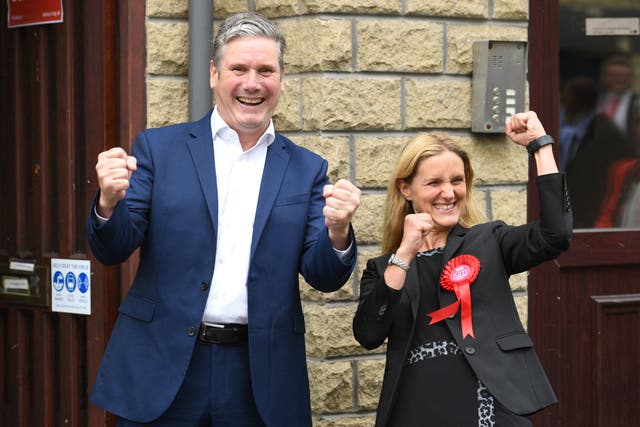 <p>Labour leader Keir Starmer with new MP Kim Leadbeater in Cleckheaton, West Yorkshire</p>
