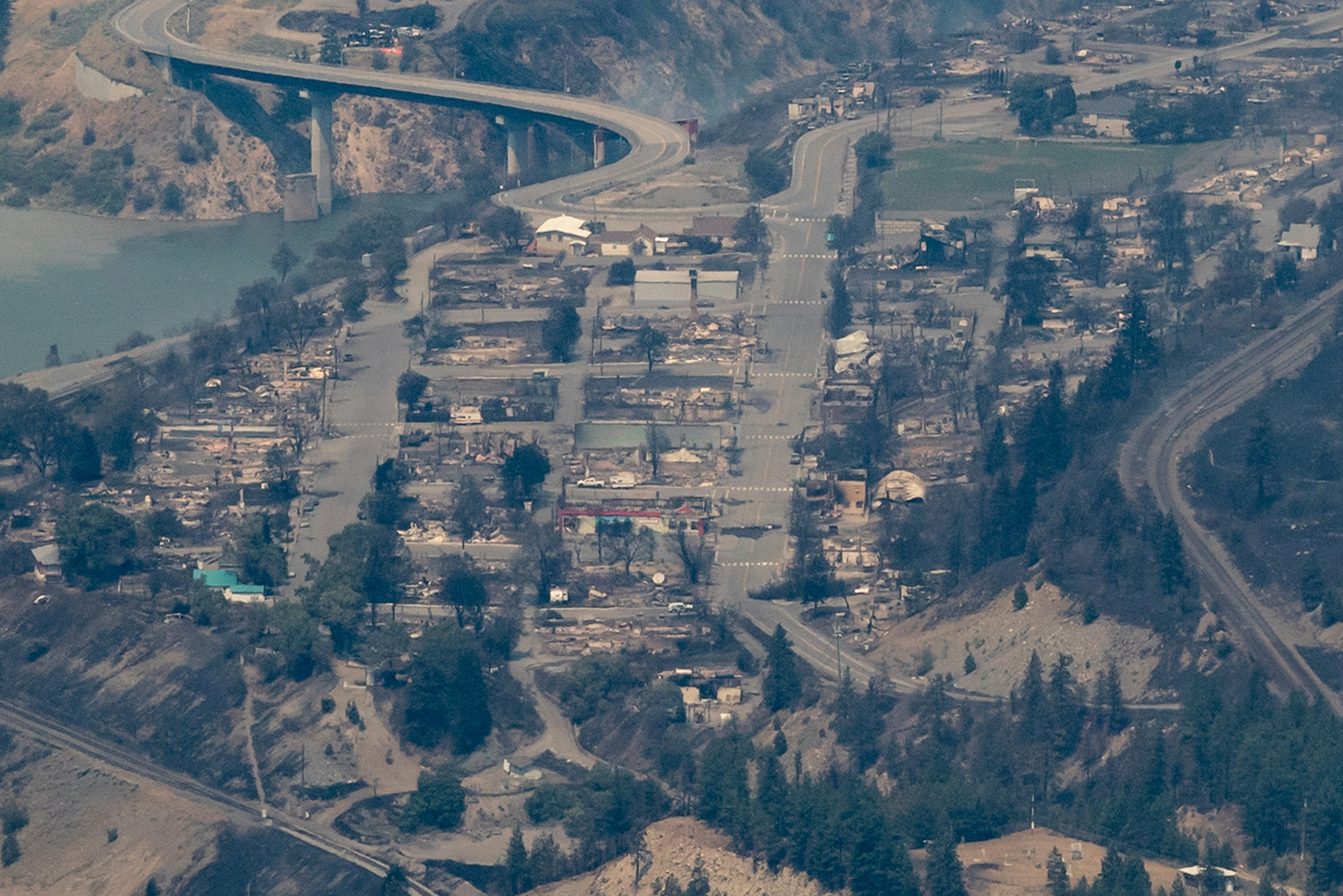 Public officials have said the village of Lytton in British Columbia is almost completely destroyed following wildfires
