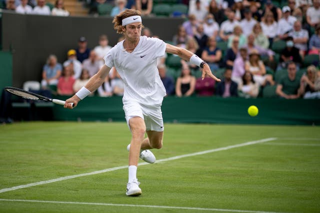<p>Andrey Rublev is one of two Russians into the fourth round at Wimbledon</p>
