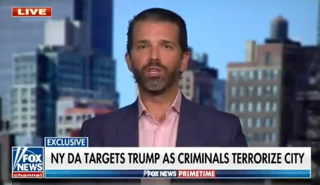 Don Jr compares Trump Organization charges to Putinâ€™s persecution of Navalny