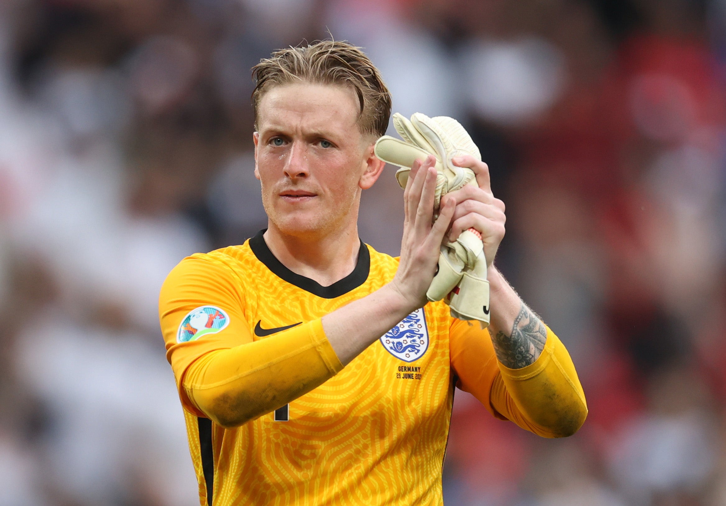 ‘We will all be rooting for him’: Jordan Pickford will be playing in the quarter-final on Saturday