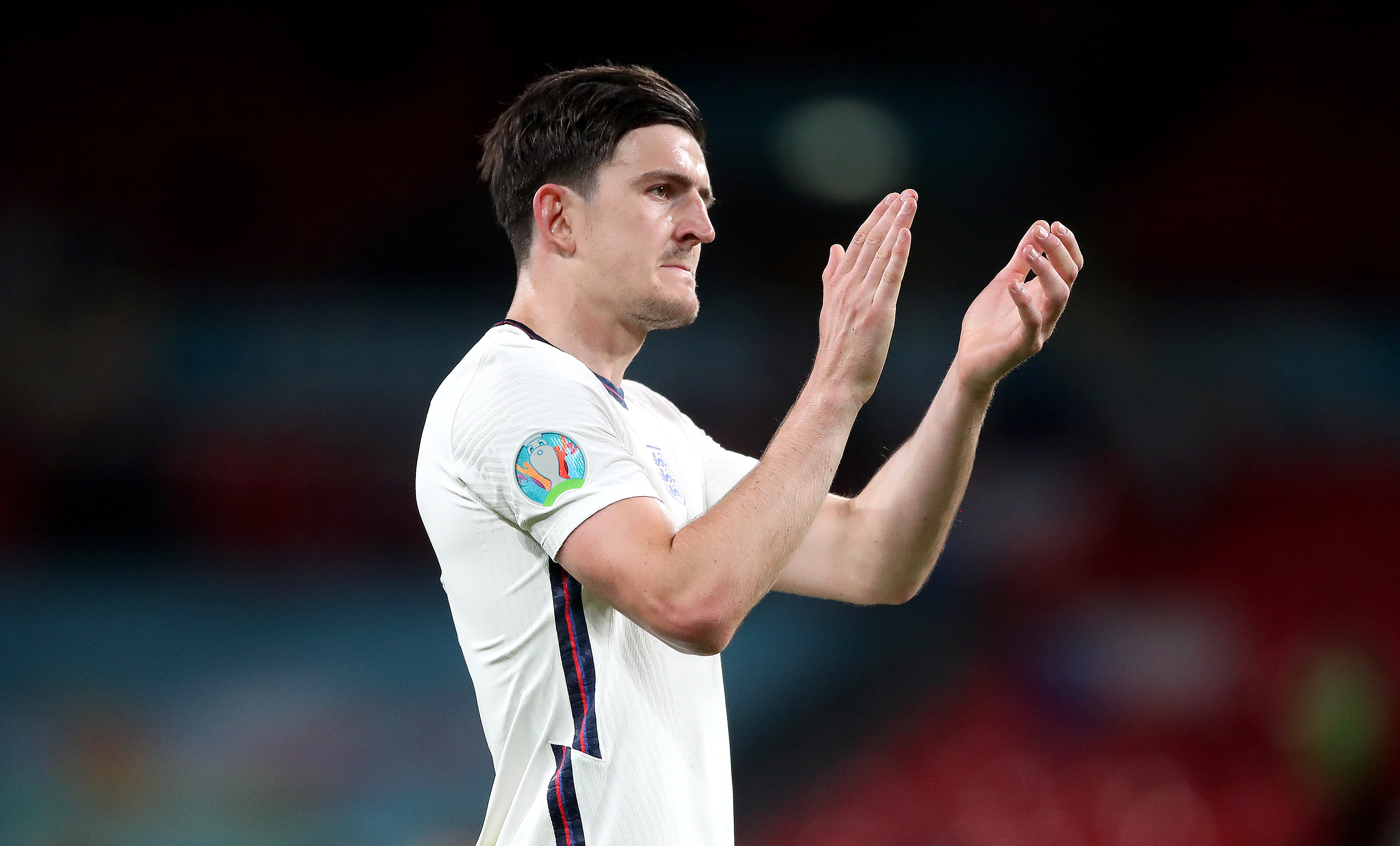 <p>Harry Maguire would miss the semi-final if he is booked against Ukraine</p>