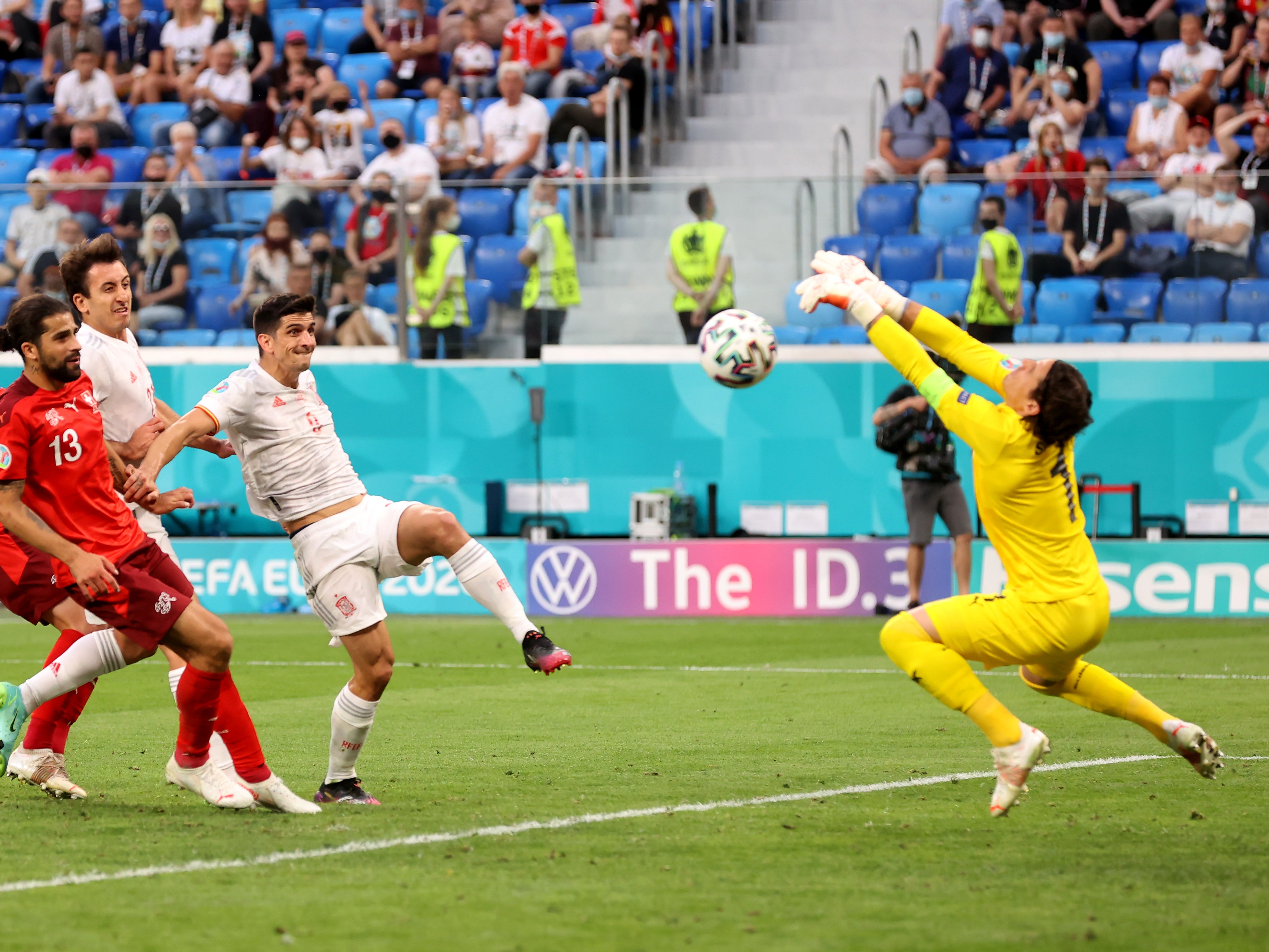 Yann Sommer makes one of many saves to deny Spain