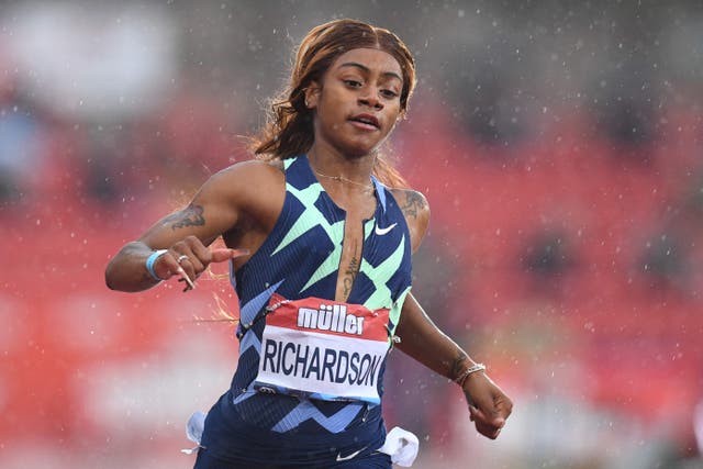 <p>Sha’Carri Richardson, 21, was issued a 30-day suspension from the US Olympic team after testing positive for THC</p>