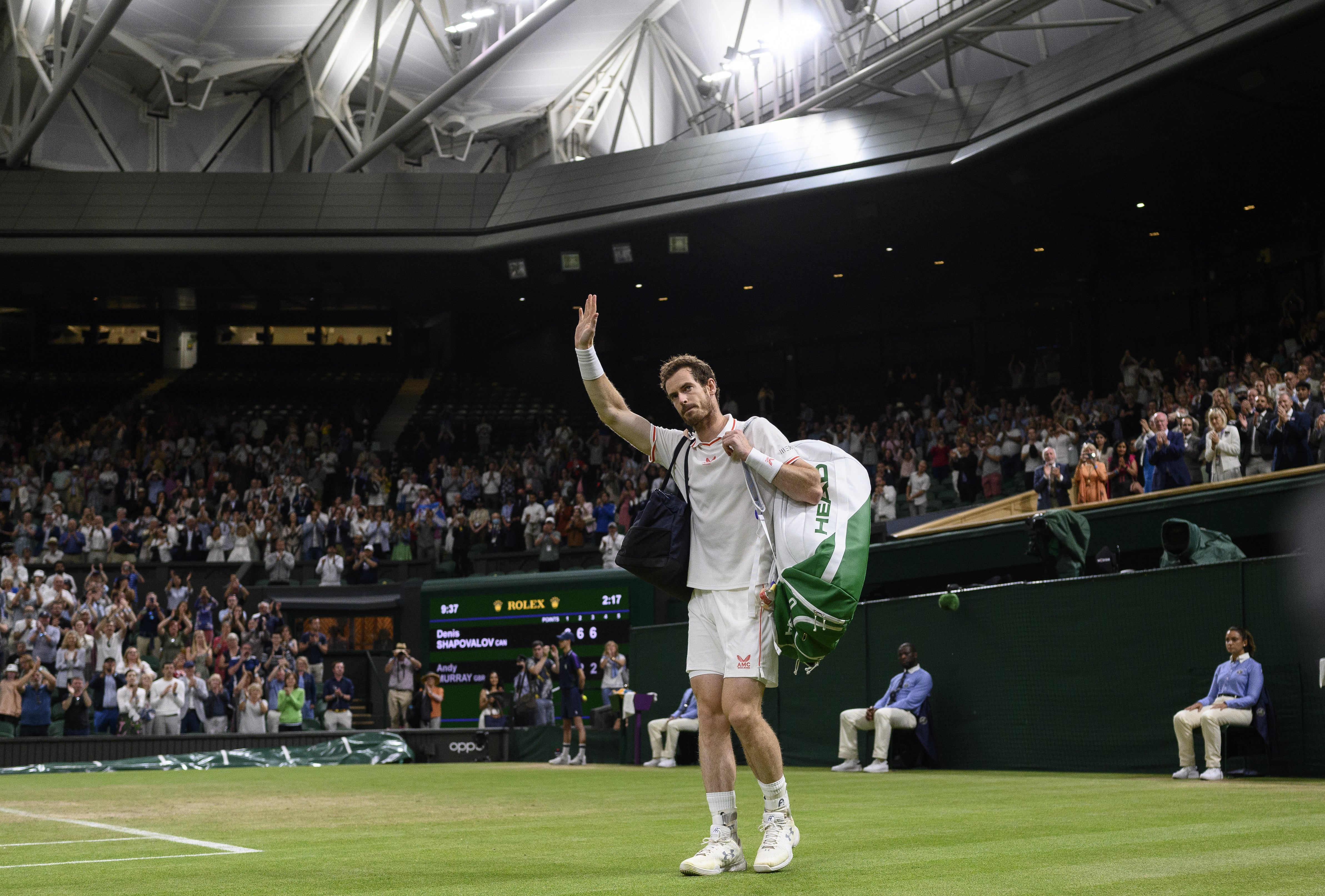 Andy Murray waved goodbye to Centre Court after defeat by Denis Shapovalov