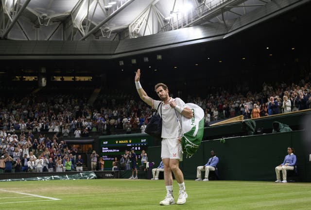 <p>Andy Murray waved goodbye to Centre Court after defeat by Denis Shapovalov</p>