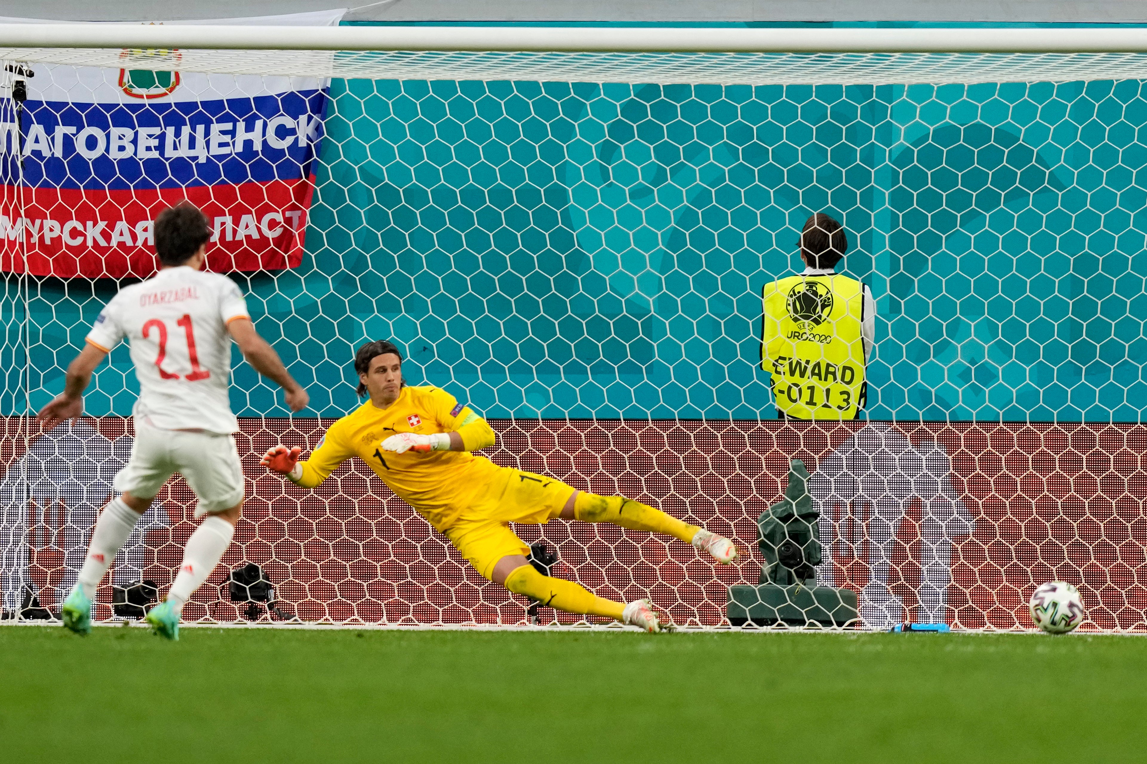 Spain’s Mikel Oyarzabal scores the winning penalty against Switzerland to book a place in the Euro 2020 semi-finals