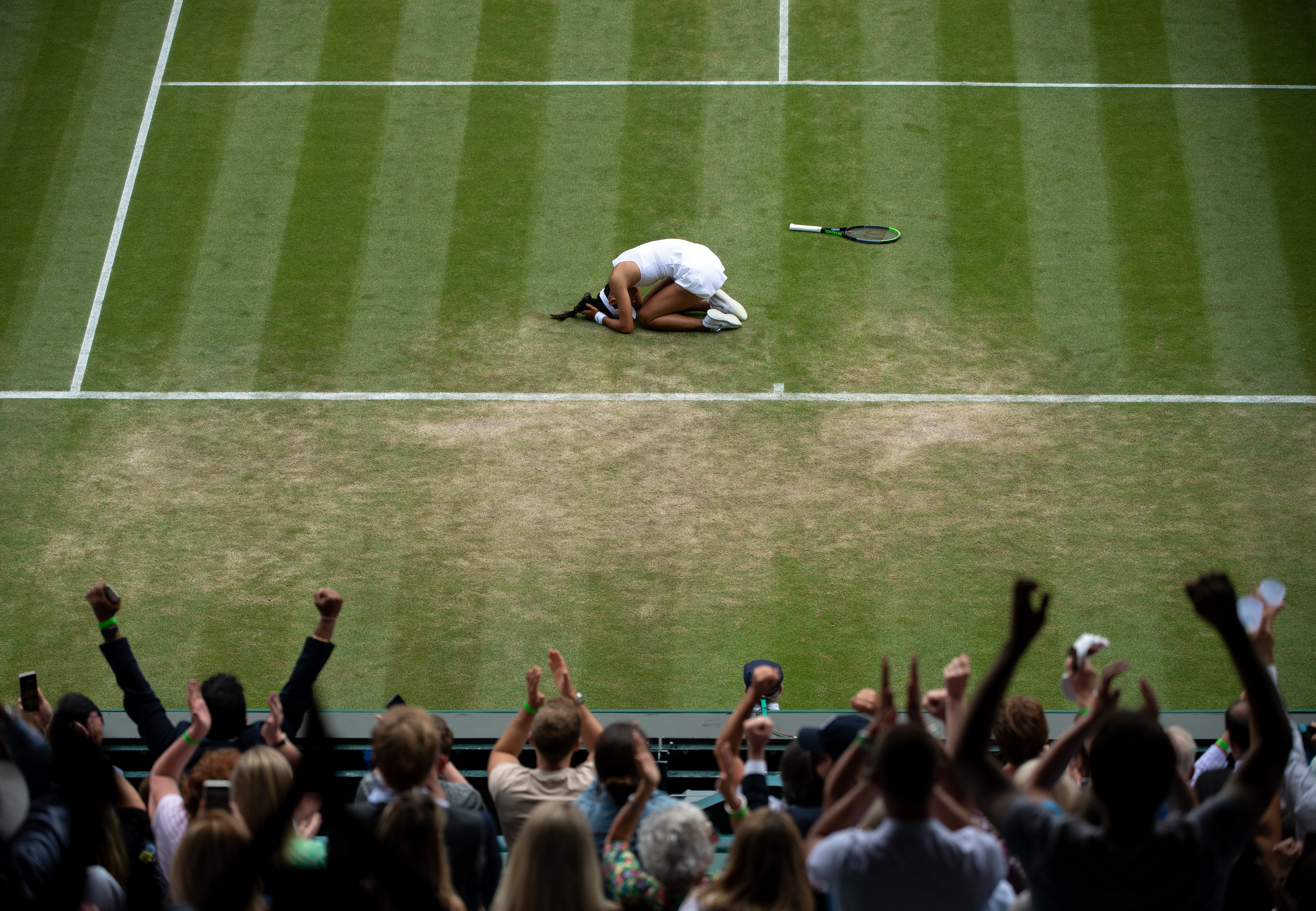 Emma Raducanu reacts to her win