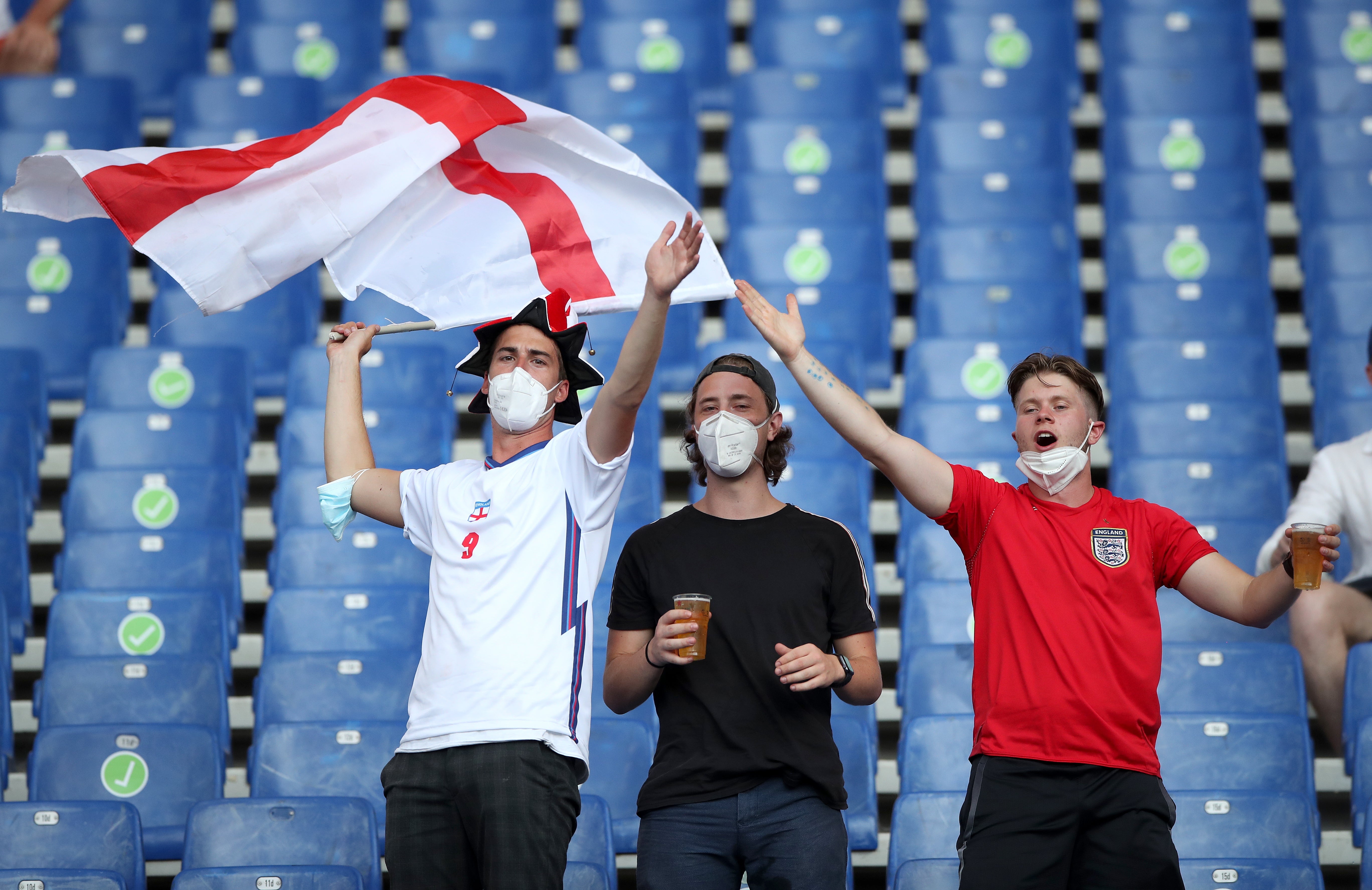 England fans in the stands at the Stadio Olimpico