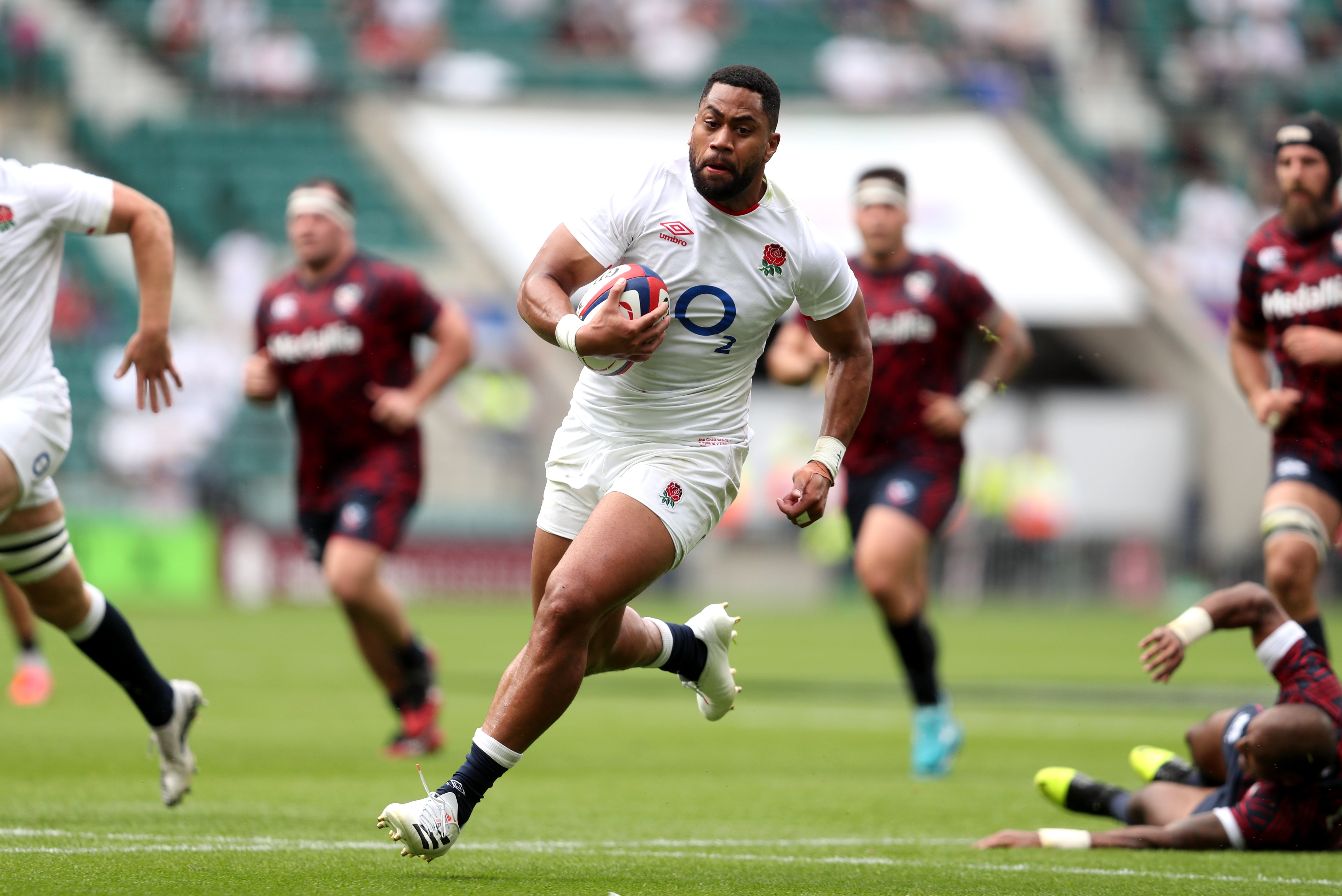 The Bath wing scored two tries on his return to England duty at Twickenham on Sunday