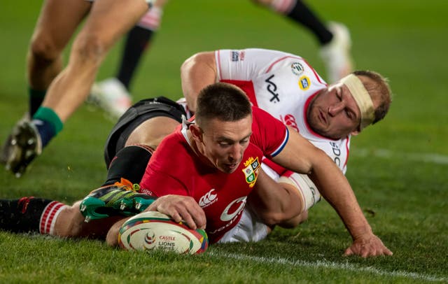 <p>Josh Adams likened his wing position to a football striker following his four-try display</p>