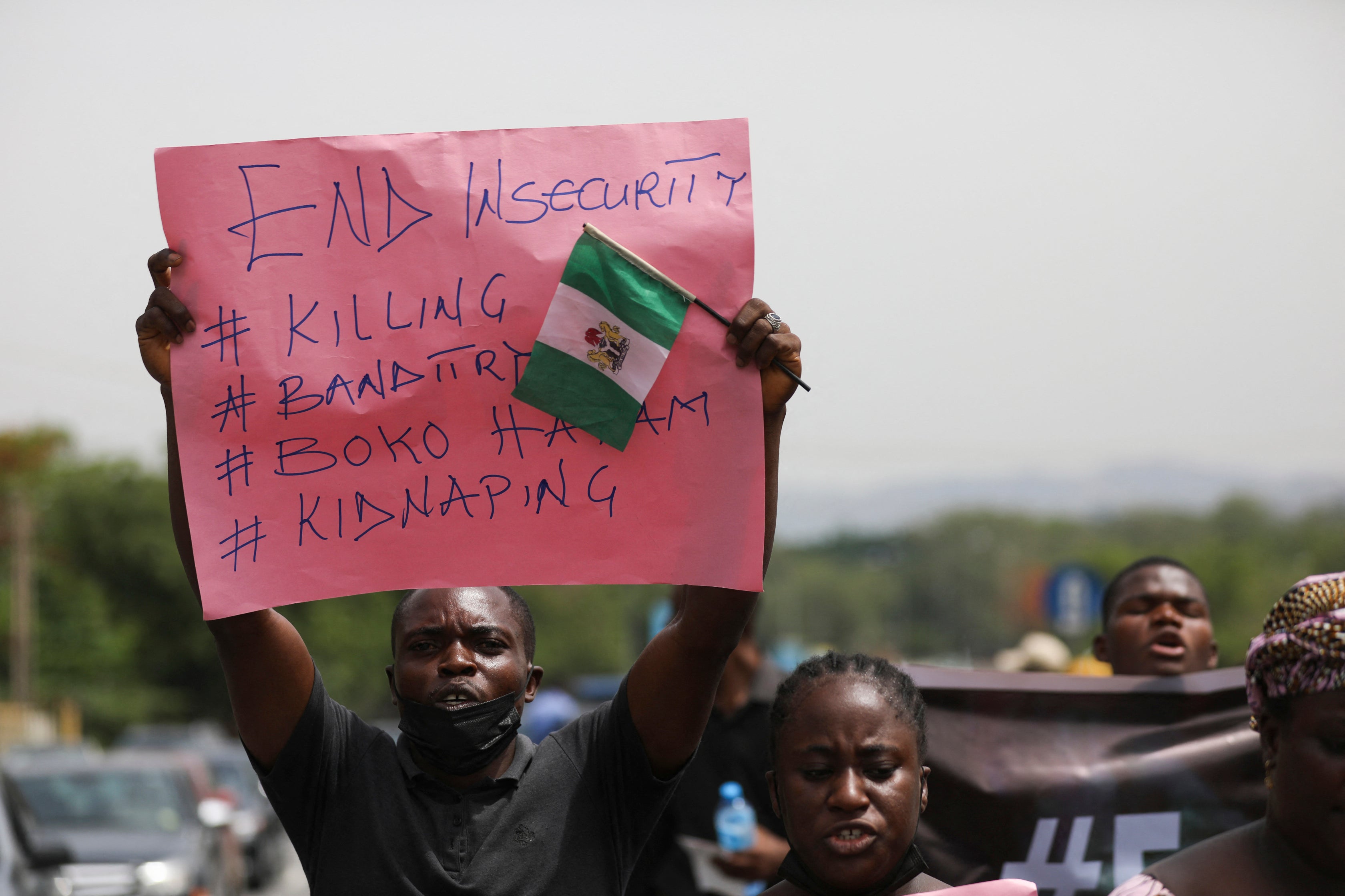 Protestors rallying against kidnappings in Kaduna state, northwest Nigeria in May