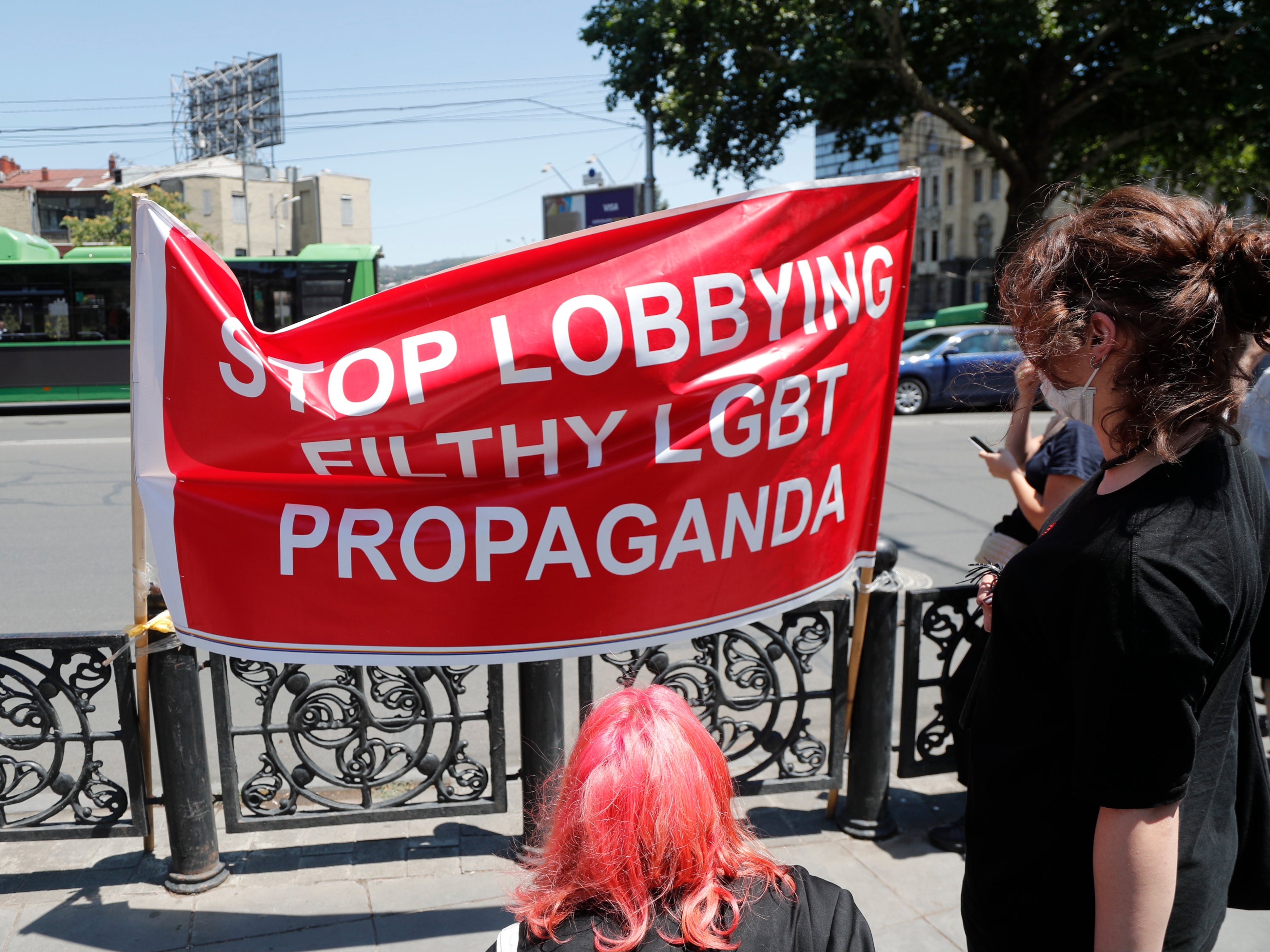 Right-wing protesters rally against a now-cancelled Tbilisi Pride march