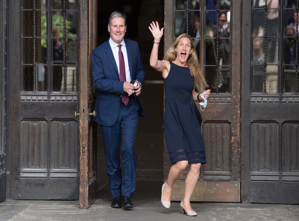 Kim Leadbeater is welcomed to the House of Commons by party leader Sir Keir Starmer