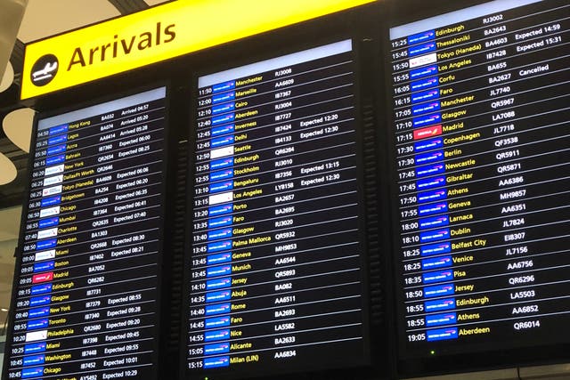 <p>Arriving soon: the screens at Heathrow Terminal 5, currently one of two in use at the UK’s busiest airport</p>