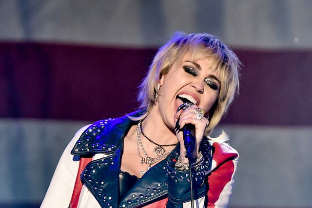 <p>Miley Cyrus performing earlier this year</p>