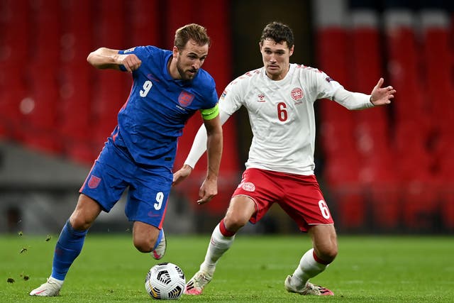 <p>Andreas Christensen, right, believes Denmark can keep Harry Kane quiet</p>