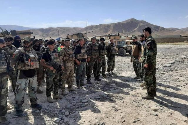 <p>Afghan Commandos arrive to reinforce the security forces in Faizabad the capital of Badakhshan province, after Taliban captured neighborhood districts of Badakhshan</p>