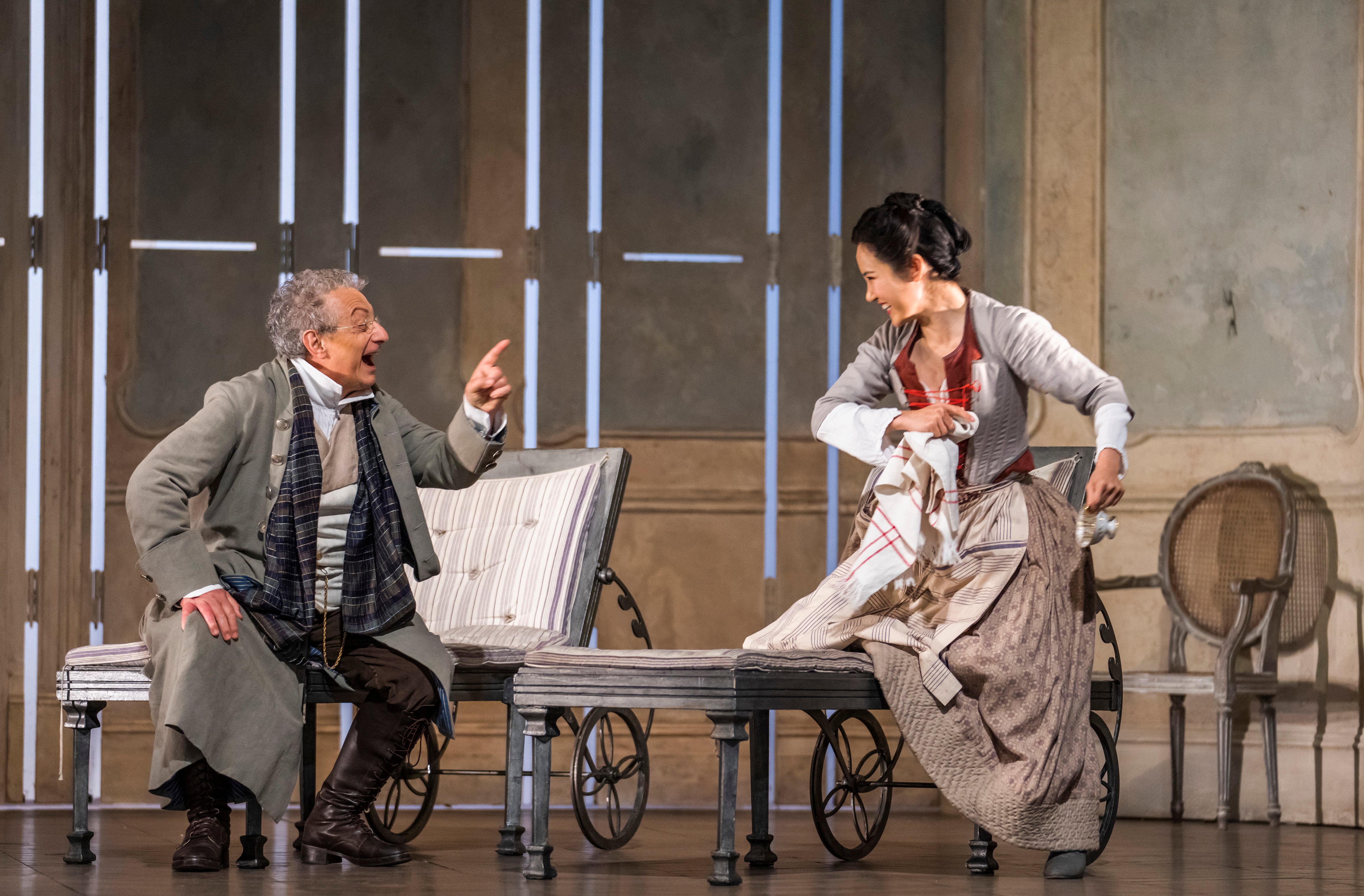 Alessandro Corbelli as Don Alfonso and Hera Hyesang Park as Despina in ‘Cosi fan tutte’ at Glyndebourne