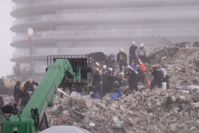 <p>Workers are battling the elements as they attempt to find survivors</p>
