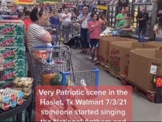 Walmart shoppers bursting into Star-Spangled Banner on 4 July divides internet
