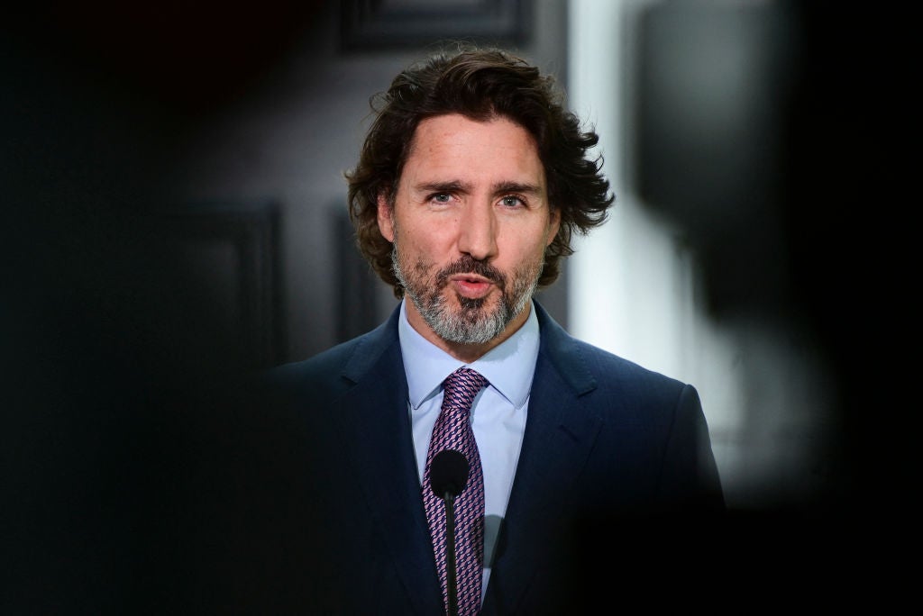 Canadian Prime Minister Justin Trudeau speaks during a news conference at Rideau Cottage in Ottawa, on 25 June, 2021