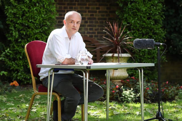 <p>Dominic Cummings gave a news conference in the garden to explain his trip to Barnard Castle </p>