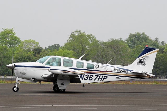<p>Example of a Beechcraft A36 Bonanza aircraft, the same kind of plane found crashed near Aspen</p>