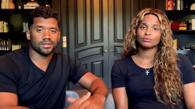 <p>Russell Wilson and Ciara pictured at home in June 2020.</p>