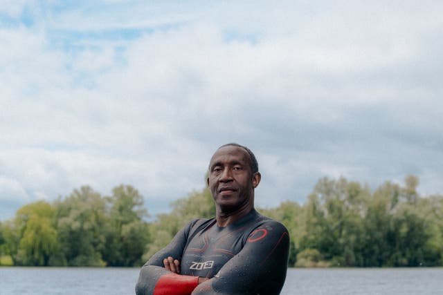 Linford Christie ready for an open water swim