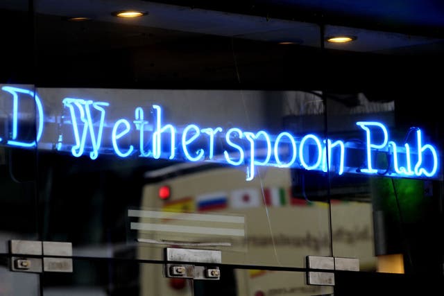 A JD Wetherspoon pub sign