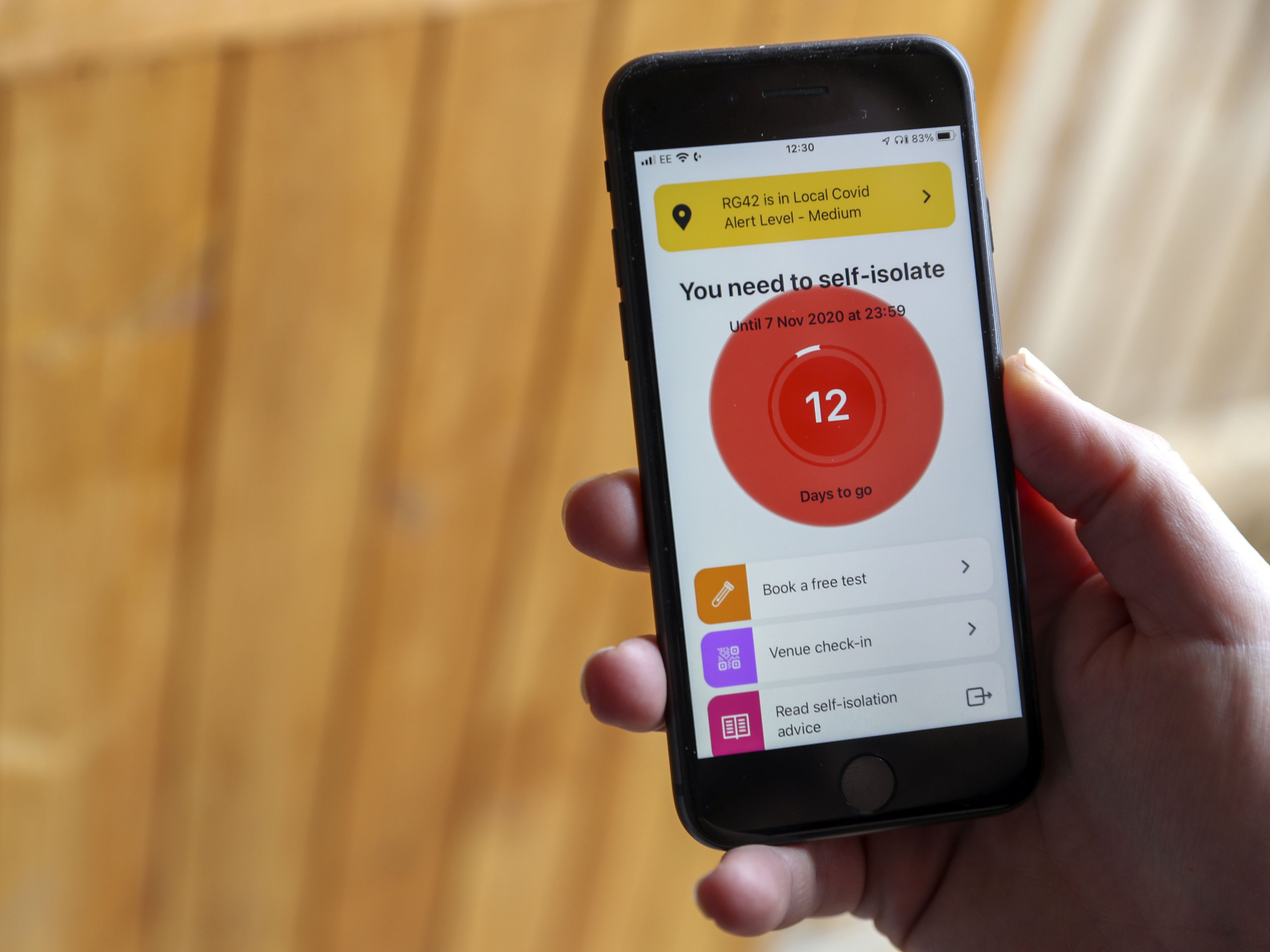 NHS Covid-19 app instructs user to self-isolate