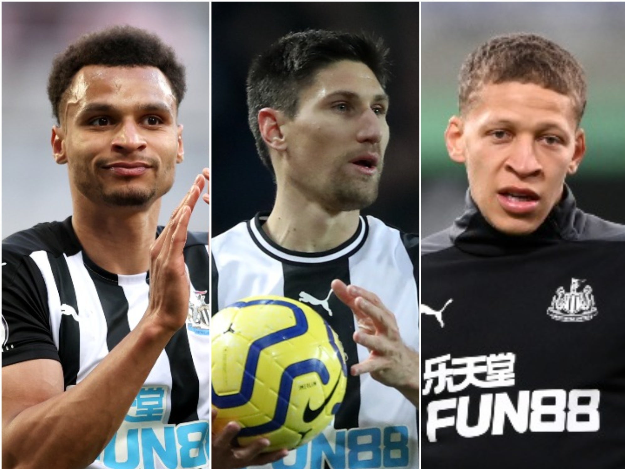 Jacob Murphy (left), Federico Fernandez (centre) and Dwight Gayle (right) have signed new deals with Newcastle