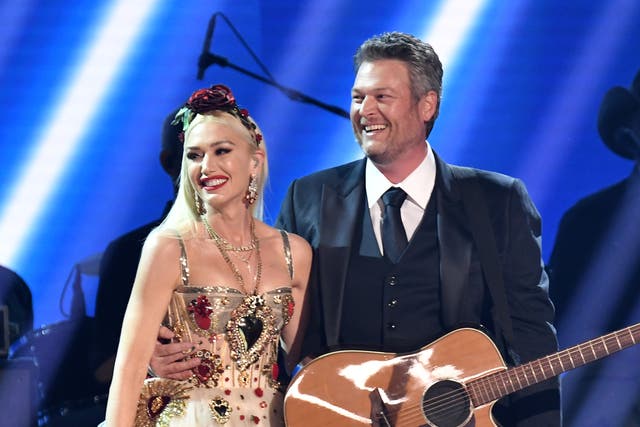 <p>Gwen Stefani and Blake Shelton at the 62nd Annual Grammy Awards</p>