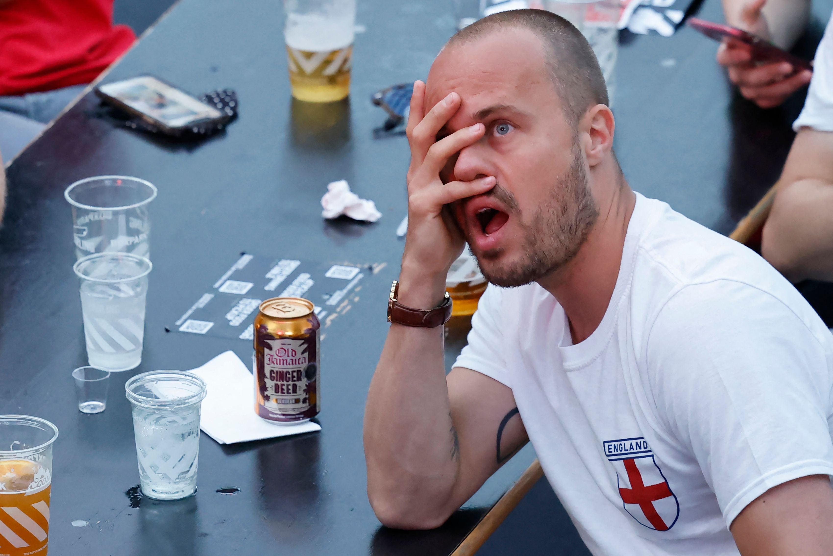 England fans in Trafalgar Square were dismayed at Denmark’s first goal