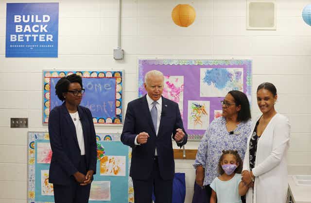 <p>US President Joe Biden tours the Children's Learning Center at McHenry County College during a visit to northwest Chicago suburb Crystal Lake, Illinois, US, 7 July 2021</p>