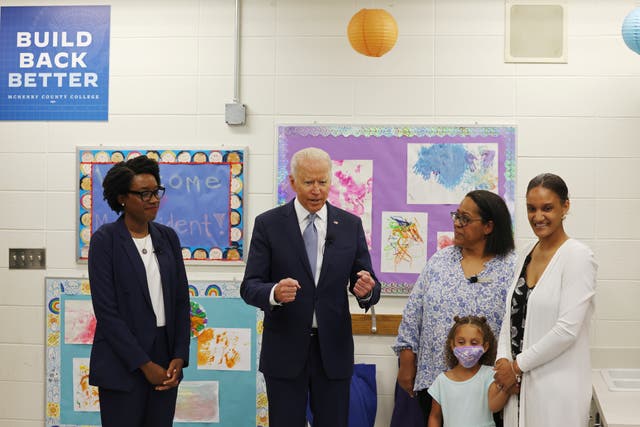 <p>US President Joe Biden tours the Children's Learning Center at McHenry County College during a visit to northwest Chicago suburb Crystal Lake, Illinois, US, 7 July 2021</p>