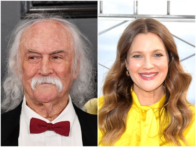 <p>Musician David Crosby and actor Drew Barrymore</p>
