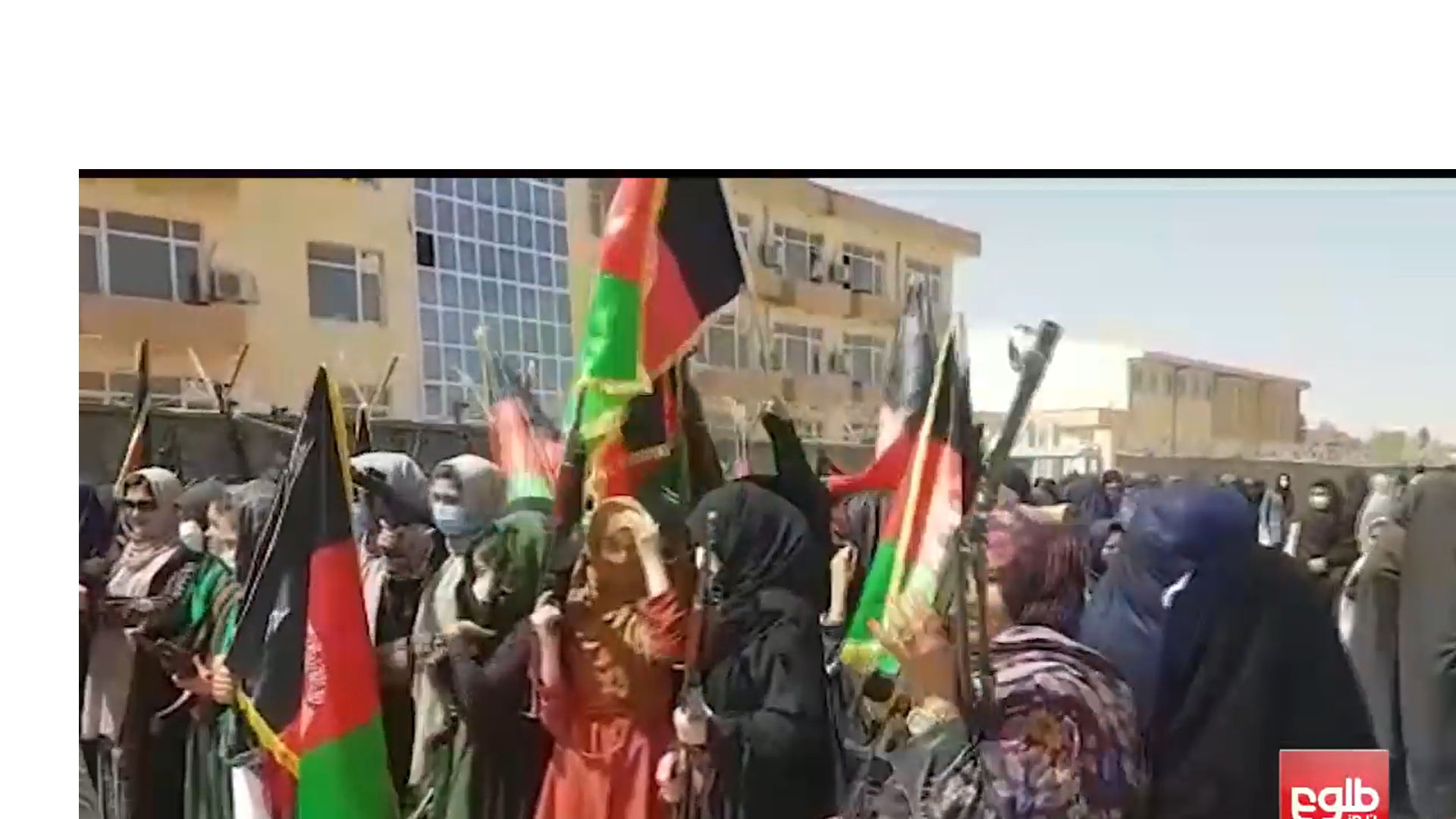 <p>Armed Afghan women in Afghanistan’s Ghor region march during a protest against the Taliban</p>