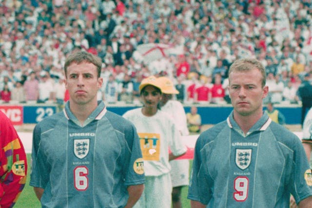 <p>Alan Shearer (right) with Gareth Southgate at Euro 96</p>