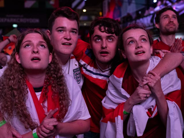 <p>Fans watch as England beat Denmark in the Euro 2020 semi-final</p>