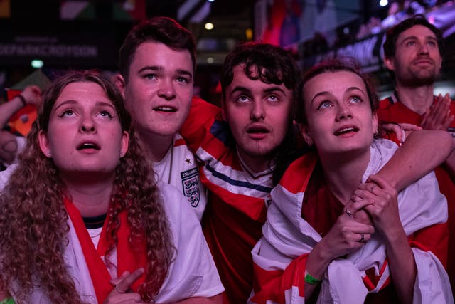 <p>Fans watch as England beat Denmark in the Euro 2020 semi-final</p>